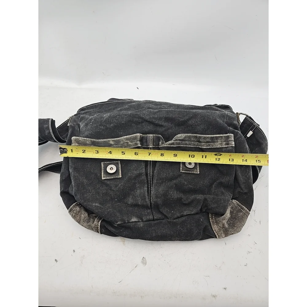 Distressed Grey Canvas Messenger Bag